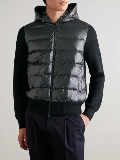 Moncler Quilted Shell-Panelled Virgin Wool and Cashmere-Blend Down Jacket - Men | Thumbnail 3 Moncler Quilted Shell-Panelled Virgin Wool and Cashmere-Blend Down Jacket - Men | Thumbnail 3