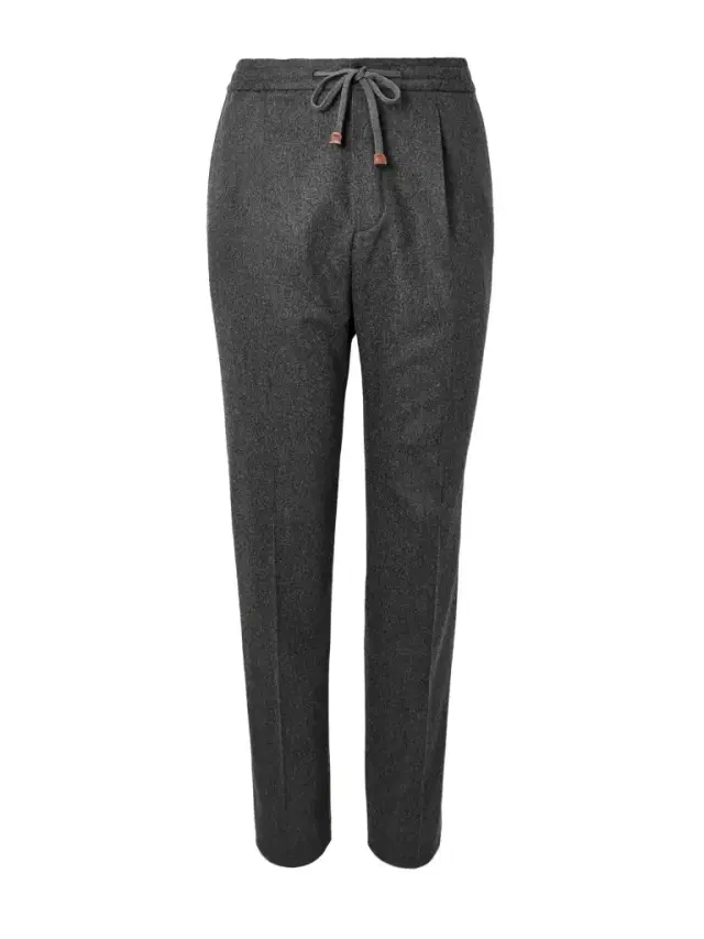 Incotex Tapered Pleated Wool and Cashmere-Blend Trousers - Men