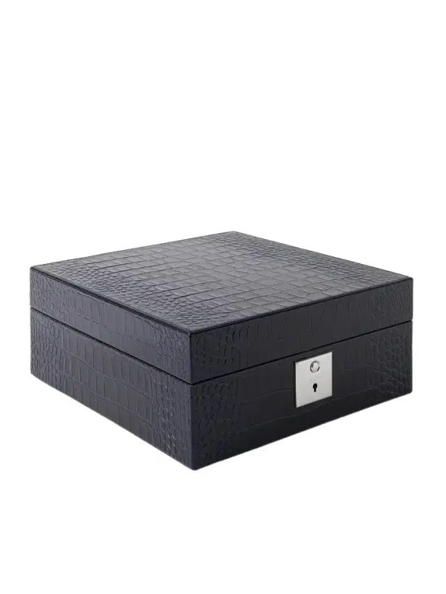Smythson Mara Croc-Effect Leather Six-Piece Watch Box - Men