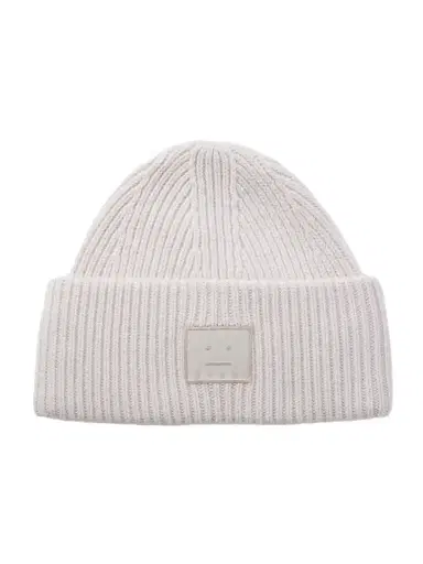 Acne Studios Appliquéd Ribbed Wool And Yak Hair-blend Beanie | Thumbnail 1 Acne Studios Appliquéd Ribbed Wool And Yak Hair-blend Beanie | Thumbnail 1