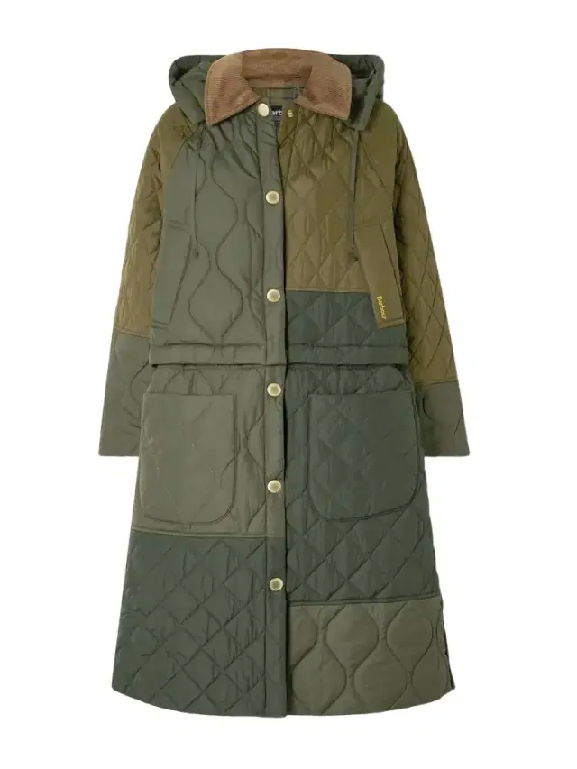 Lilian Hooded Convertible Corduroy-trimmed Quilted Recycled-shell Coat