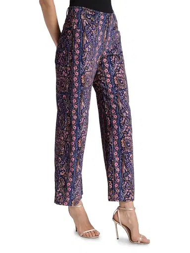 Cinq à Sept Women's Betsy Paisley Velveteen Flared Pants - Indigo Multi | Thumbnail 4