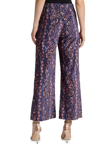 Cinq à Sept Women's Betsy Paisley Velveteen Flared Pants - Indigo Multi | Thumbnail 5