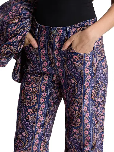 Cinq à Sept Women's Betsy Paisley Velveteen Flared Pants - Indigo Multi | Thumbnail 6