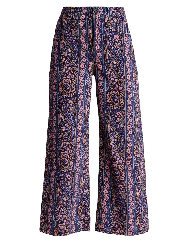 Cinq à Sept Women's Betsy Paisley Velveteen Flared Pants - Indigo Multi