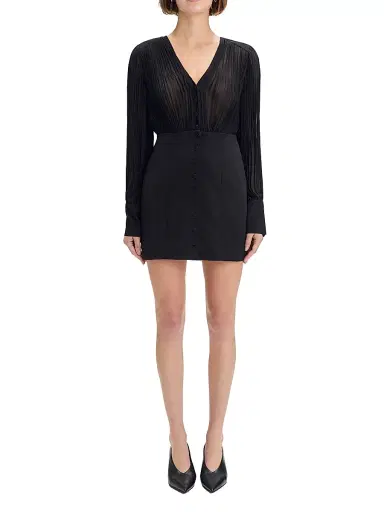 Favorite Daughter Women's The Change Me Pleated V-Neck Minidress - Black | Thumbnail 2 Favorite Daughter Women's The Change Me Pleated V-Neck Minidress - Black | Thumbnail 2