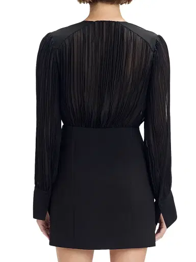 Favorite Daughter Women's The Change Me Pleated V-Neck Minidress - Black | Thumbnail 6 Favorite Daughter Women's The Change Me Pleated V-Neck Minidress - Black | Thumbnail 6