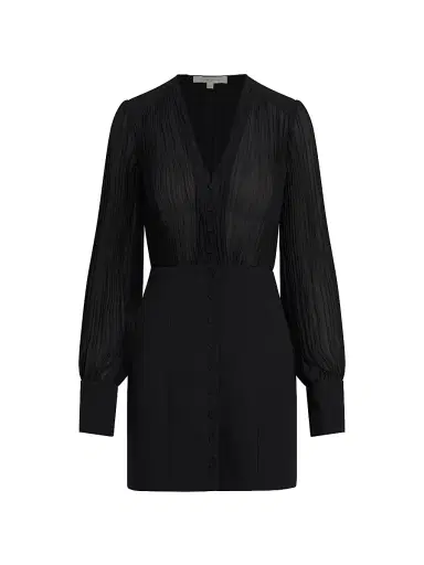 Favorite Daughter Women's The Change Me Pleated V-Neck Minidress - Black | Thumbnail 1 Favorite Daughter Women's The Change Me Pleated V-Neck Minidress - Black | Thumbnail 1