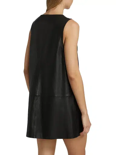 FRAME Women's Leather Pinafore Minidress - Black | Thumbnail 5