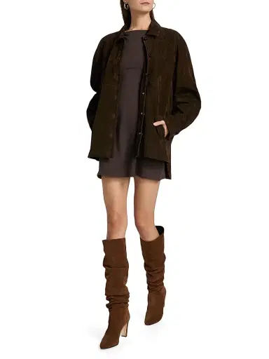 Staud Women's Josette Suede Shirt Jacket - Espresso - Size XL | Thumbnail 2
