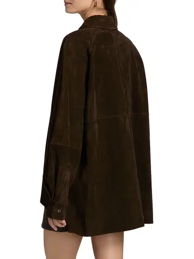 Staud Women's Josette Suede Shirt Jacket - Espresso - Size XL | Thumbnail 5