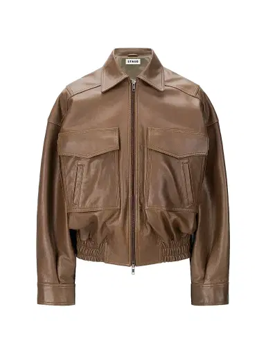 Staud Women's Eugene Leather Bomber Jacket | Thumbnail 1 Staud Women's Eugene Leather Bomber Jacket | Thumbnail 1