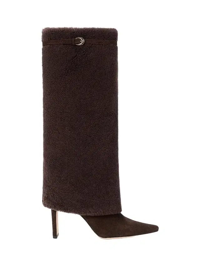 Staud Women's Wally 90MM Shearling Foldover Boots - Espresso