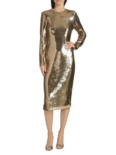 PRABAL GURUNG Women's Sequined Sheath Cocktail Dress - Gold - Size Large | Thumbnail 3