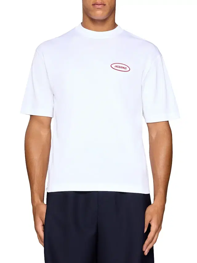 Men's Cotton Crewneck T-Shirt - Station Patch White