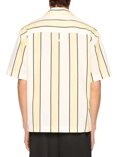 Jacquemus Men's Striped Cotton Camp Shirt - Print Stripes White Yellow - Size 46 | Thumbnail 2