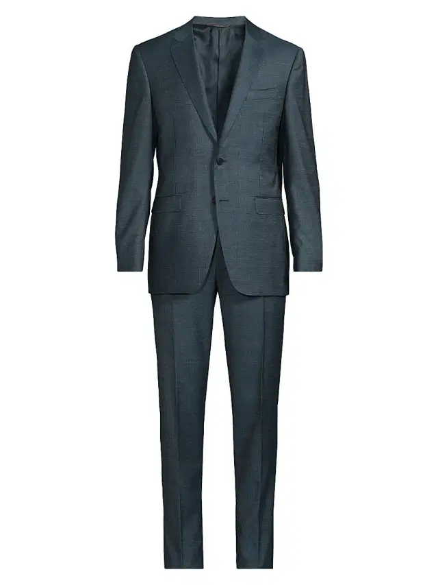 Men's Milano Notch Lapel Wool Trim-Fit Suit - Green
