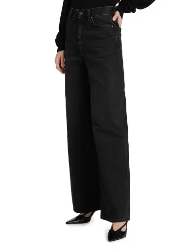 TOTEME Women's High-Rise Wide-Leg Jeans - Faded Black - Size 30 | Thumbnail 4 TOTEME Women's High-Rise Wide-Leg Jeans - Faded Black - Size 30 | Thumbnail 4