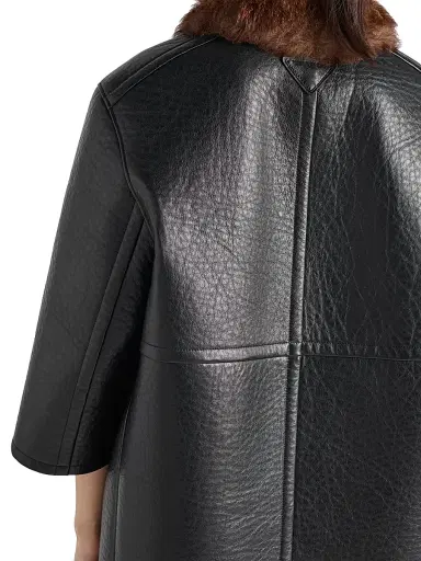 Prada Women's Bonded Leather Coat - Black | Thumbnail 5 Prada Women's Bonded Leather Coat - Black | Thumbnail 5