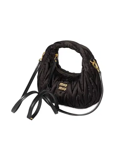 Miu Miu Women's Wander Matelassé Silk Mini Top Handle Bag - Black | Thumbnail 2