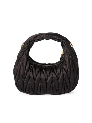 Miu Miu Women's Wander Matelassé Silk Mini Top Handle Bag - Black | Thumbnail 3