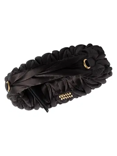 Miu Miu Women's Wander Matelassé Silk Mini Top Handle Bag - Black | Thumbnail 4