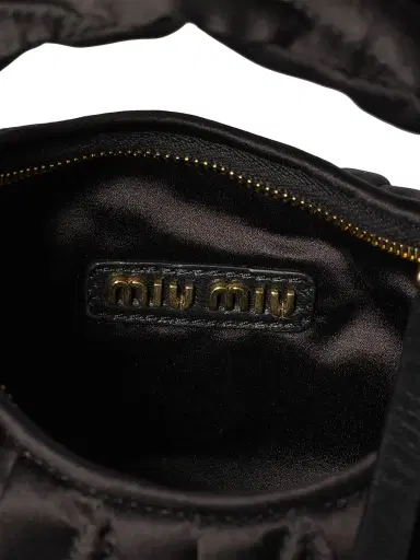 Miu Miu Women's Wander Matelassé Silk Mini Top Handle Bag - Black | Thumbnail 5