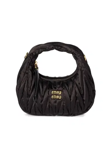 Miu Miu Women's Wander Matelassé Silk Mini Top Handle Bag - Black | Thumbnail 1