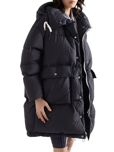 Prada Women's Soft Canvas Down Parka - Blue | Thumbnail 4 Prada Women's Soft Canvas Down Parka - Blue | Thumbnail 4