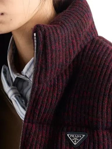 Prada Women's Cropped Cashmere and Wool Down Jacket - Brown | Thumbnail 5