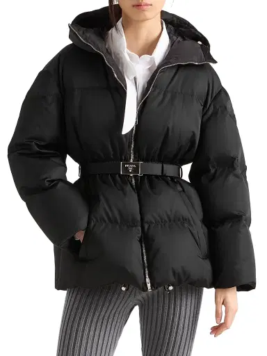 Prada Women's Re-Nylon Hooded Down Jacket - Black - Size 12 | Thumbnail 2 Prada Women's Re-Nylon Hooded Down Jacket - Black - Size 12 | Thumbnail 2