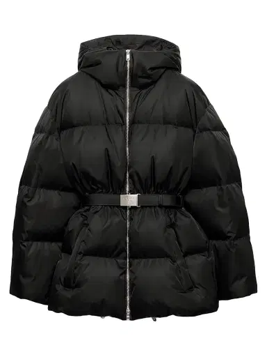 Prada Women's Re-Nylon Hooded Down Jacket - Black - Size 12 | Thumbnail 1 Prada Women's Re-Nylon Hooded Down Jacket - Black - Size 12 | Thumbnail 1