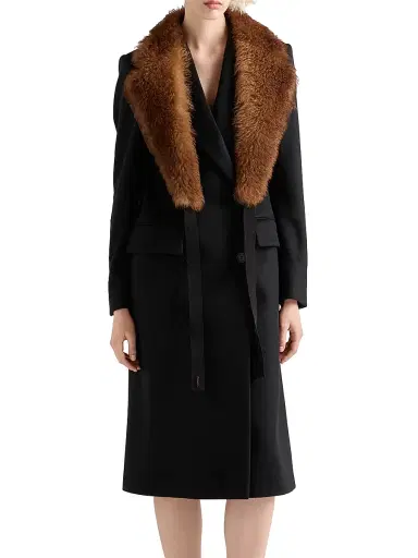 Prada Women's Double Breasted Cashmere Coat - Black - Size 6 | Thumbnail 2 Prada Women's Double Breasted Cashmere Coat - Black - Size 6 | Thumbnail 2