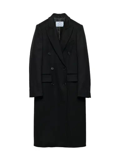 Prada Women's Double Breasted Cashmere Coat - Black - Size 6 | Thumbnail 1 Prada Women's Double Breasted Cashmere Coat - Black - Size 6 | Thumbnail 1