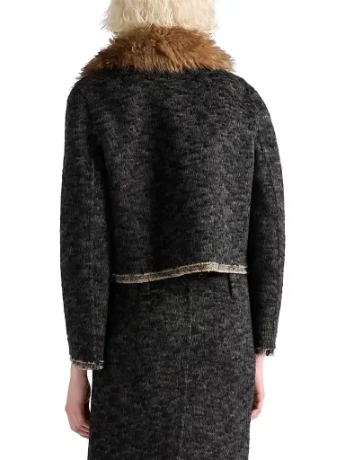 Prada Women's Single-Breasted Double Tweed Jacket - Grey - Size 4 | Thumbnail 4