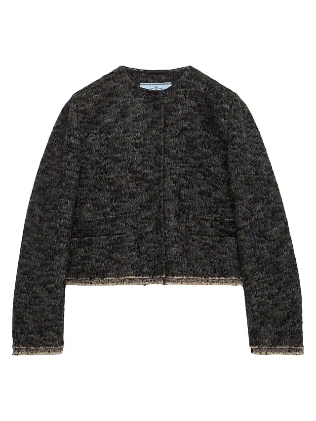 Prada Women's Single-Breasted Double Tweed Jacket - Grey