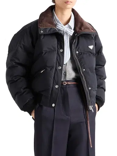 Prada Women's Cropped Compact Poplin Down Jacket | Thumbnail 2 Prada Women's Cropped Compact Poplin Down Jacket | Thumbnail 2