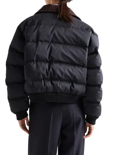 Prada Women's Cropped Compact Poplin Down Jacket | Thumbnail 3 Prada Women's Cropped Compact Poplin Down Jacket | Thumbnail 3