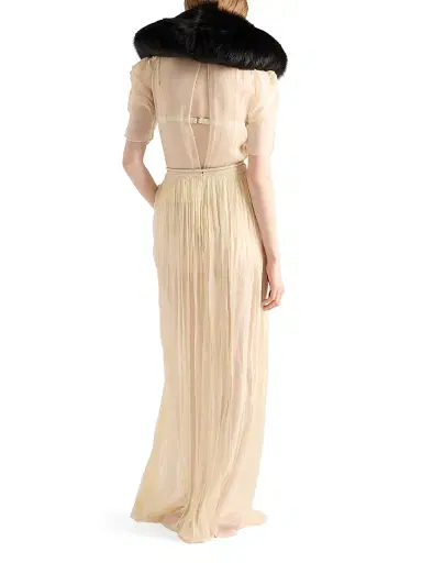 Prada Women's Long Silk Chiffon Dress - Yellow | Thumbnail 3 Prada Women's Long Silk Chiffon Dress - Yellow | Thumbnail 3