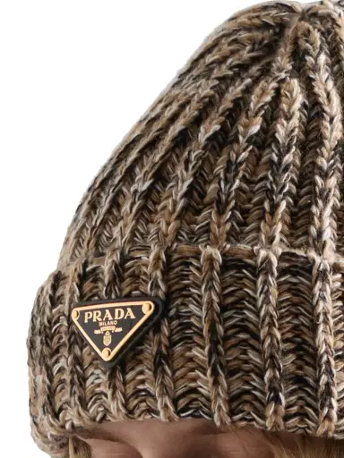 Prada Women's Mélange Knit Beanie - Brown | Thumbnail 2