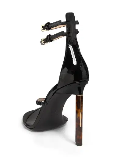 TOM FORD Women's 85MM Patent Leather Double Ankle Strap Sandals - Black | Thumbnail 3