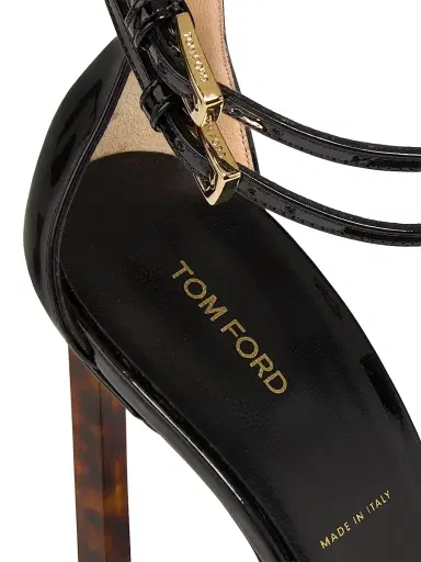 TOM FORD Women's 85MM Patent Leather Double Ankle Strap Sandals - Black | Thumbnail 6
