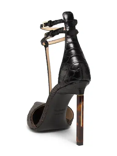 TOM FORD Women's 100MM Python-Embossed Leather Strappy Pumps - Espresso Black | Thumbnail 3 TOM FORD Women's 100MM Python-Embossed Leather Strappy Pumps - Espresso Black | Thumbnail 3