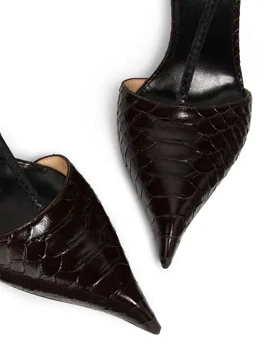 TOM FORD Women's 100MM Python-Embossed Leather Strappy Pumps - Espresso Black | Thumbnail 4 TOM FORD Women's 100MM Python-Embossed Leather Strappy Pumps - Espresso Black | Thumbnail 4