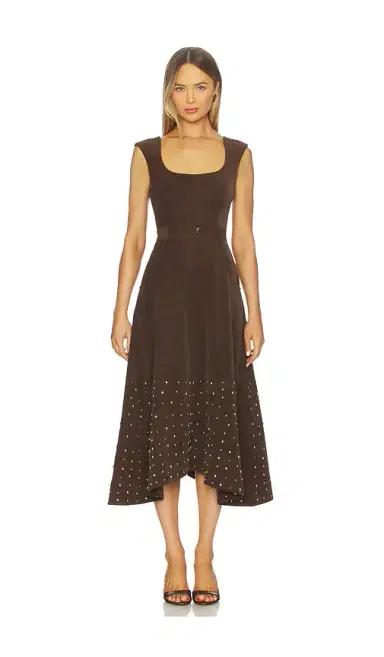 AMUR Kenny Suede Studded Midi Dress | Thumbnail 1