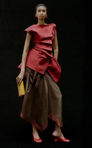 Christopher John Rogers Gathered Crepe Maxi Skirt | Thumbnail 2