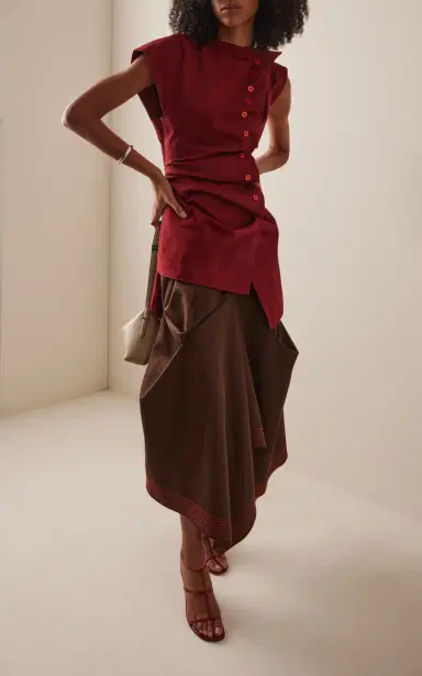 Christopher John Rogers Gathered Crepe Maxi Skirt | Thumbnail 3