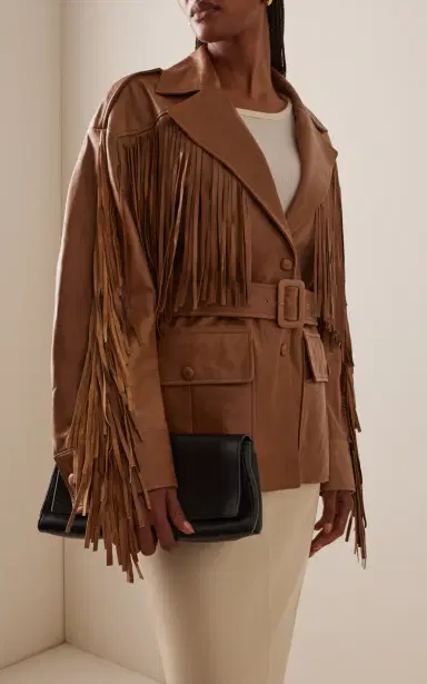 Nour Hammour Cassidy Fringed Leather Jacket | Thumbnail 2