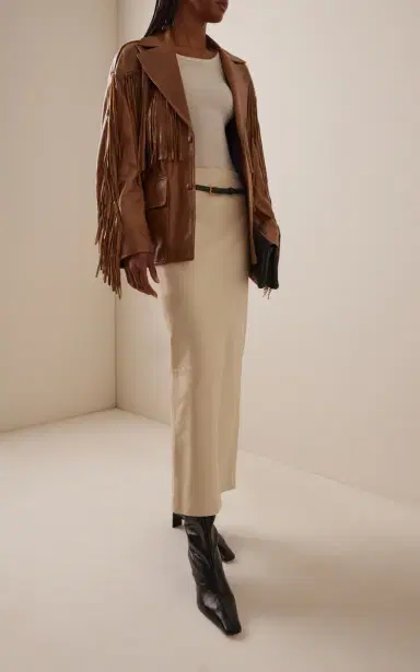 Nour Hammour Cassidy Fringed Leather Jacket | Thumbnail 3
