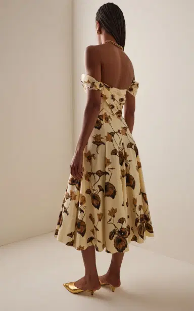 Oscar de la Renta Cyclamen Off-The-Shoulder Stretch-Cotton Midi Dress | Thumbnail 4 Oscar de la Renta Cyclamen Off-The-Shoulder Stretch-Cotton Midi Dress | Thumbnail 4